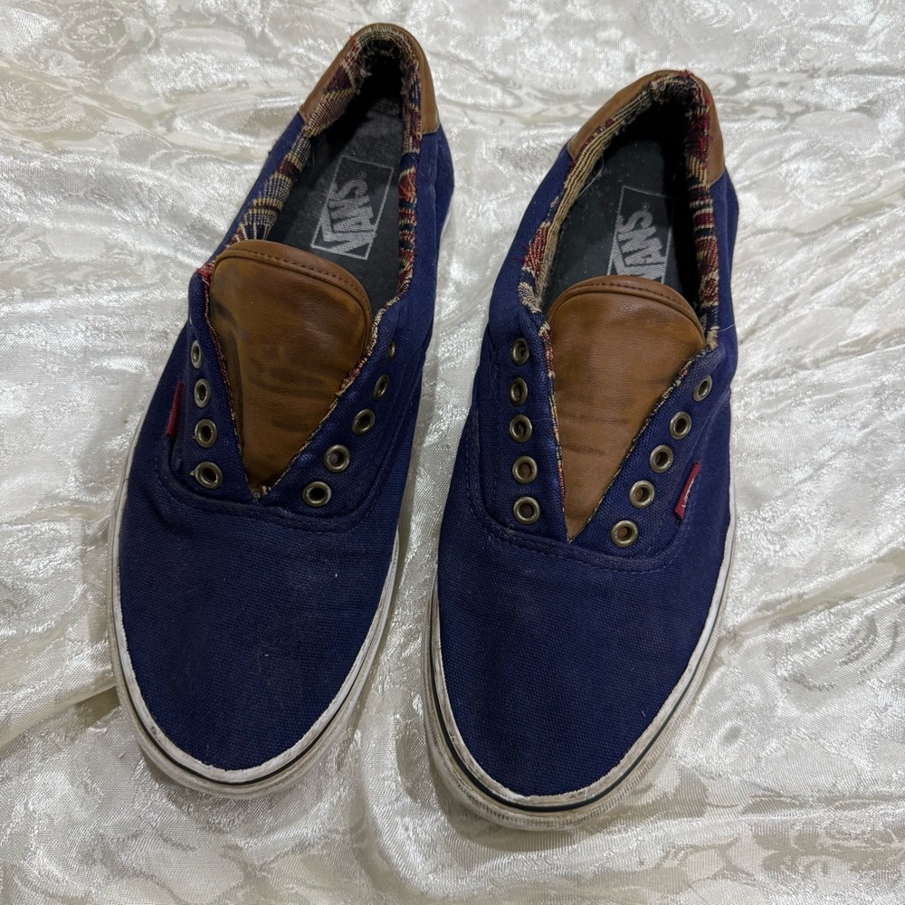 Vans Blue and Brown Canvas Sneakers